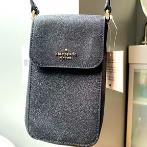 NWT Kate Spade flap phone crossbody; lola glitter; fun to carry + functional!